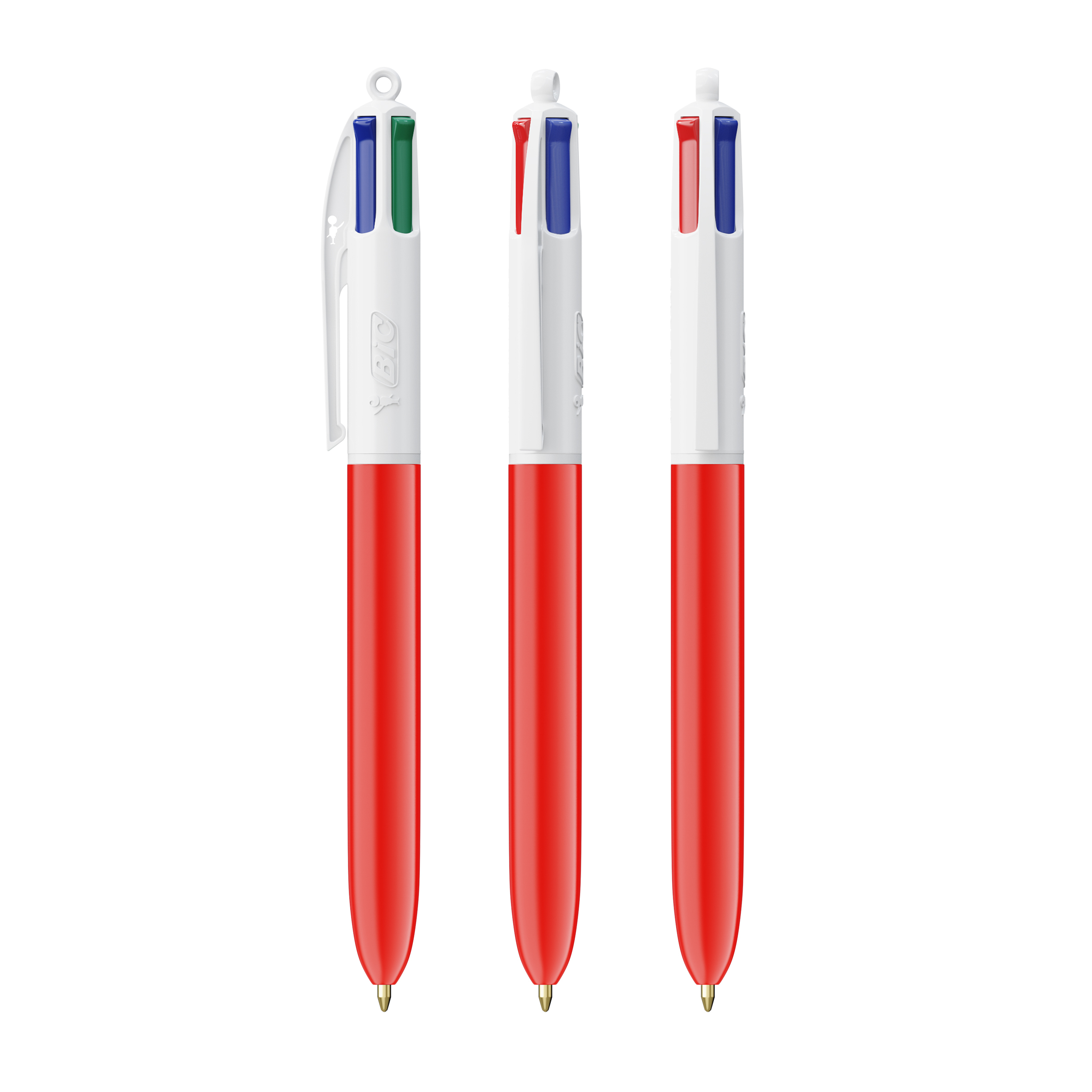 Stylo bille publicitaire 4 couleurs - BIC® Blanc - Rouge